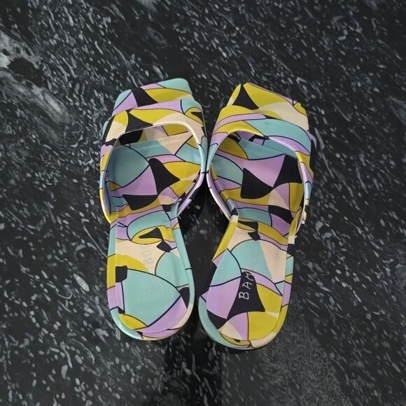 BRAND NEW BAMBOO UNTOLD 21 1960s STAINED GLASS SQUARE TOE MULE HEELS SANDAL - Picture 7 of 16